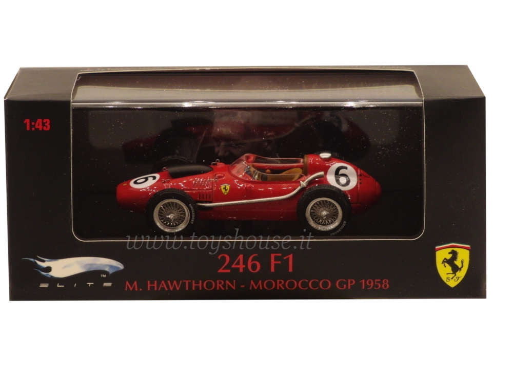 Hot Wheels 1:43 scale item T6277 Elite Ferrari Dino 246 F1 Hawthorn 1958 (Morocco GP) Limited Edition 5000 pcs