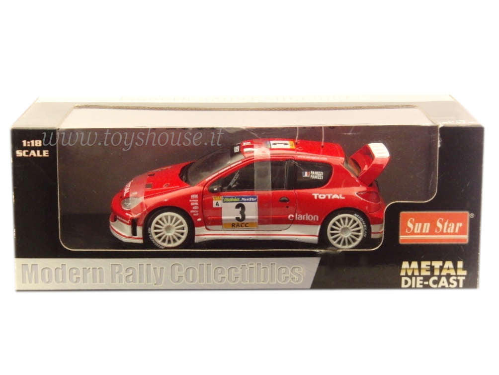 Sun Star scala 1:18 articolo 3859 Modern Rally Collectibles Peugeot 206 WRC Rally Catalunia 2003