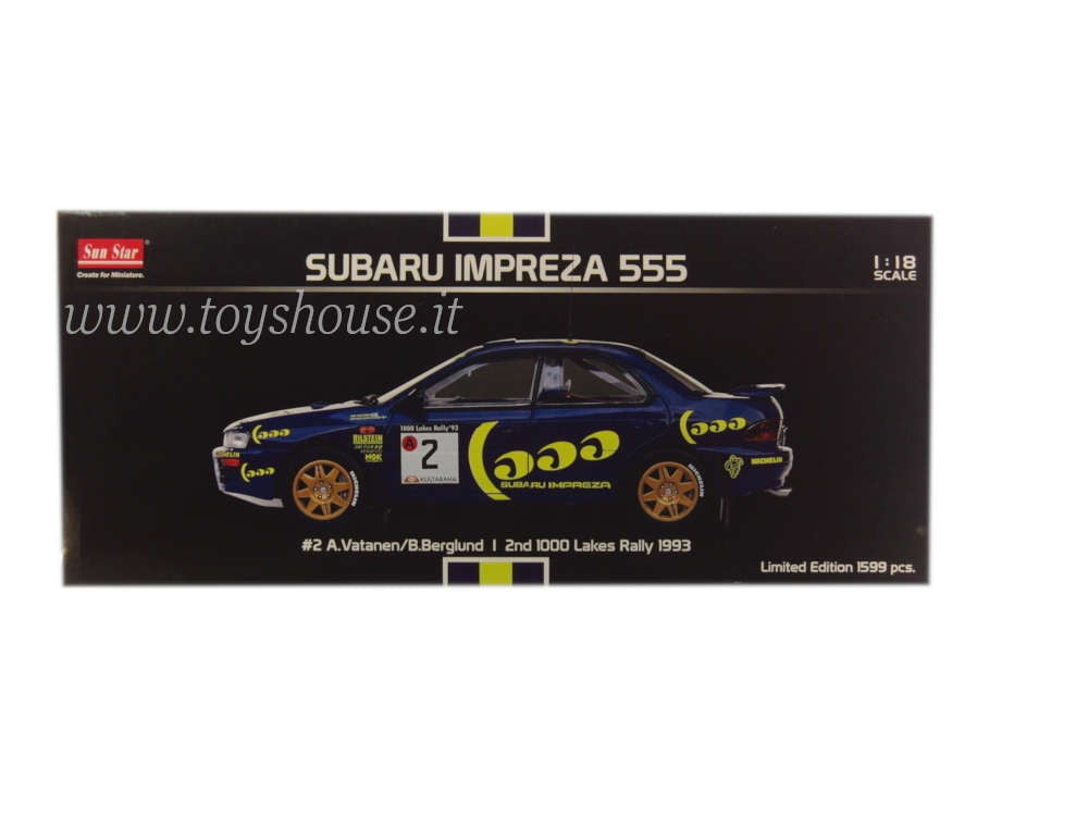 Sun Star scala 1:18 articolo 5501 Classic Rally Collectibles Subaru Impreza 555 1000 Lakes Rally 1993 Limited Edition 1599 pcs