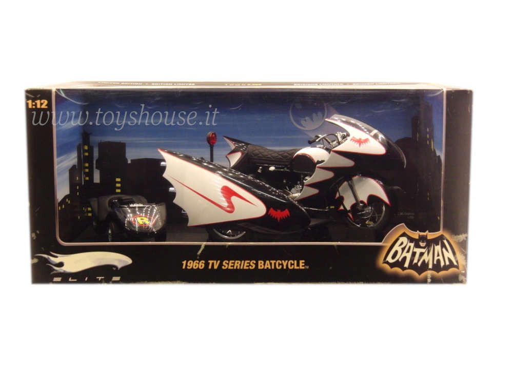 Hot Wheels 1:12 scale article R0006 Elite Batmobile 1966 Tv Series Batcycle & Sidecar Ed.Lim. 9966 pcs