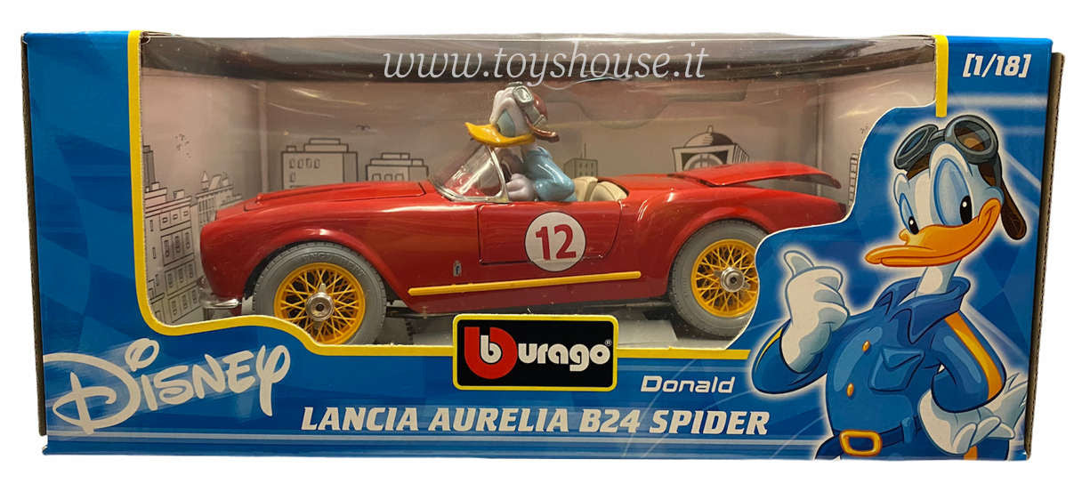 Bburago scala 1:18 articolo 21503 Disney Collection Lancia Aurelia B 24 Spider Donald
