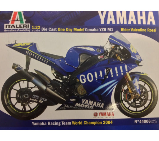 Italeri 1:22 scale item 44006 Yamaha YZR-M1 World Champion Rossi 2004 Model Kit