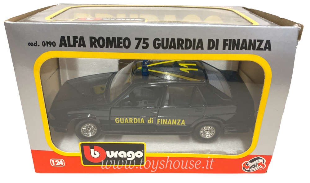 Bburago scala 1:24 articolo 0190 Super Collection Alfa Romeo 75 Guardia Di Finanza