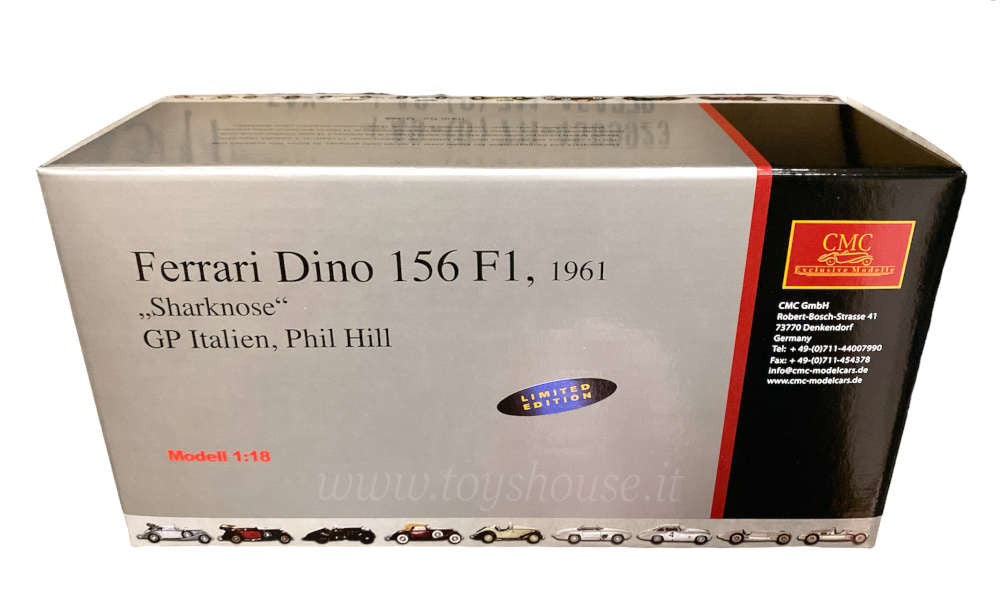 CMC 1:18 scale item M068 Ferrari F1 Dino 156 Sharknose P.Hill World Champion 1961 Limited Edition 6,000 pcs