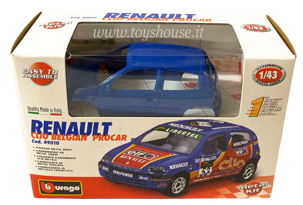 Bburago 1:43 scale item 49010 1:43 Kit Collection Renault Clio Belgian Procar