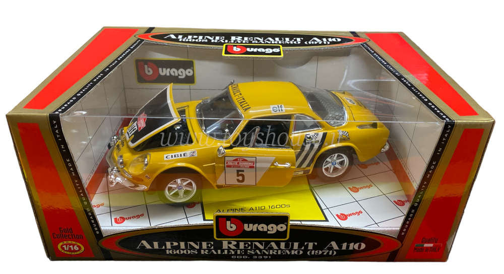 Bburago 1:16 scale item 3391 Gold Collection Alpine A110 1600S Rally Sanremo n.5 1971