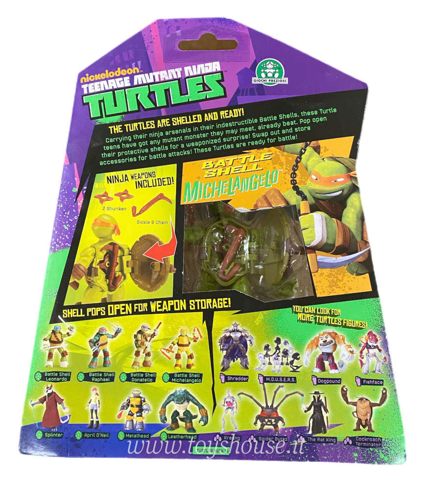 Teenage Mutant Ninja Turtles Nickelodeon Battle Shell Michelangelo Giochi Preziosi Action Figure