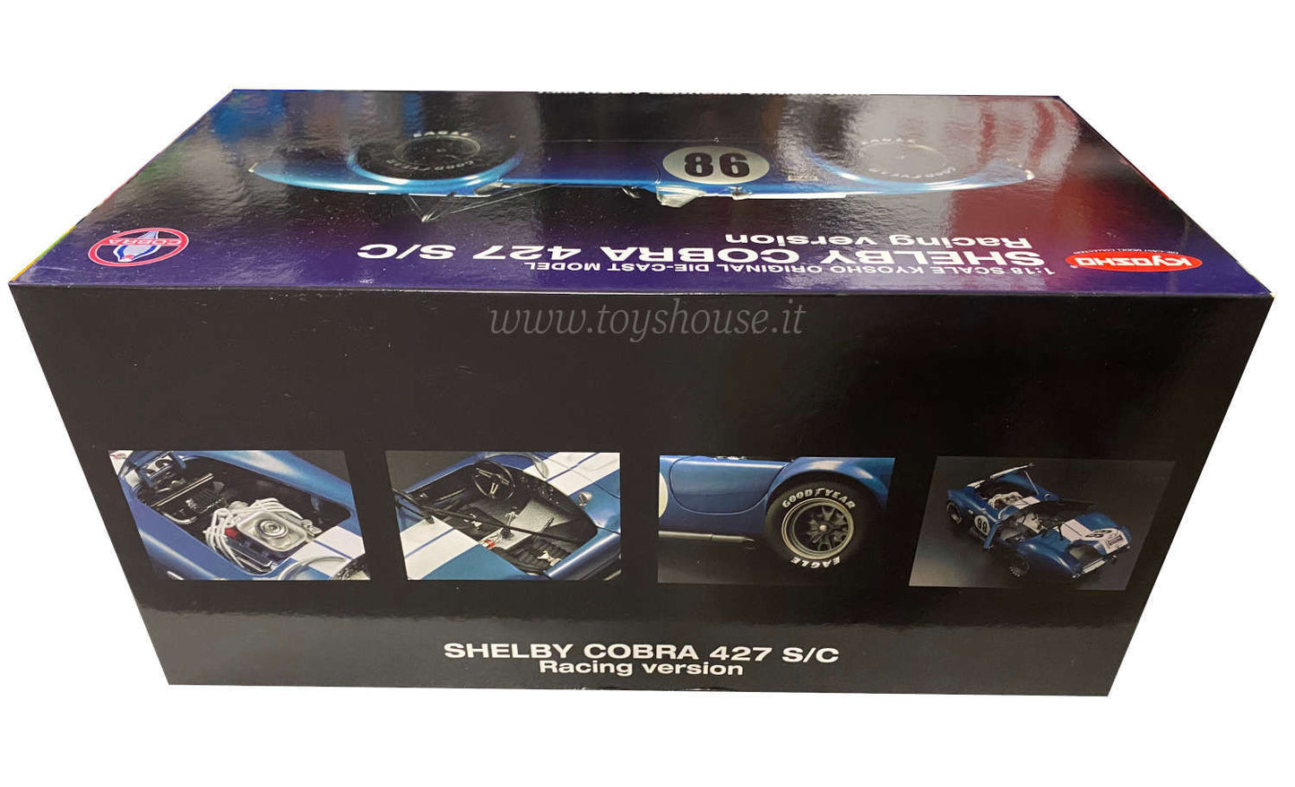 Kyosho 1:18 scale model item 08015CS Shelby Cobra 427 S/C Racing Screen Version 1962