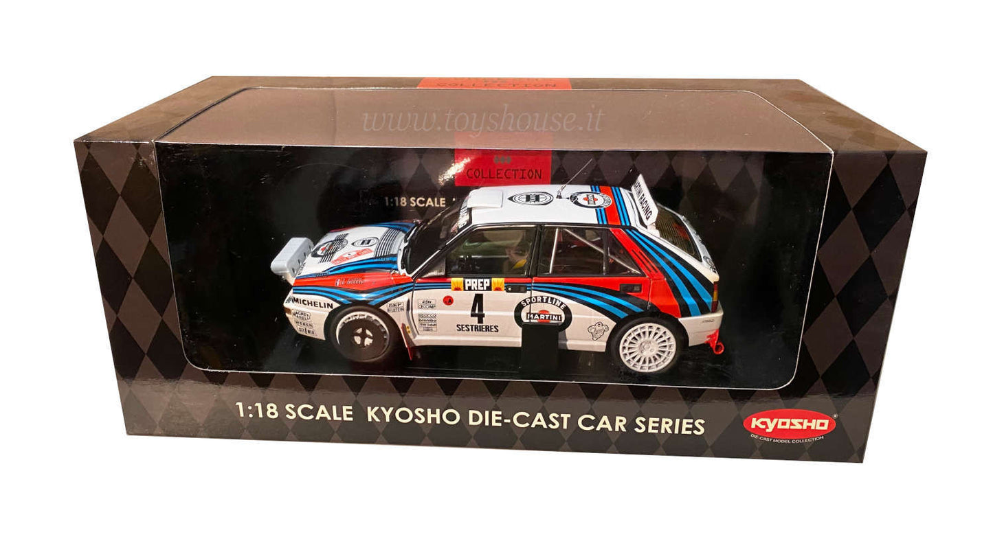 Kyosho 1:18 scale model item 08342A Lancia Delta HF Integrale Rally Monte Carlo Night Version 1992