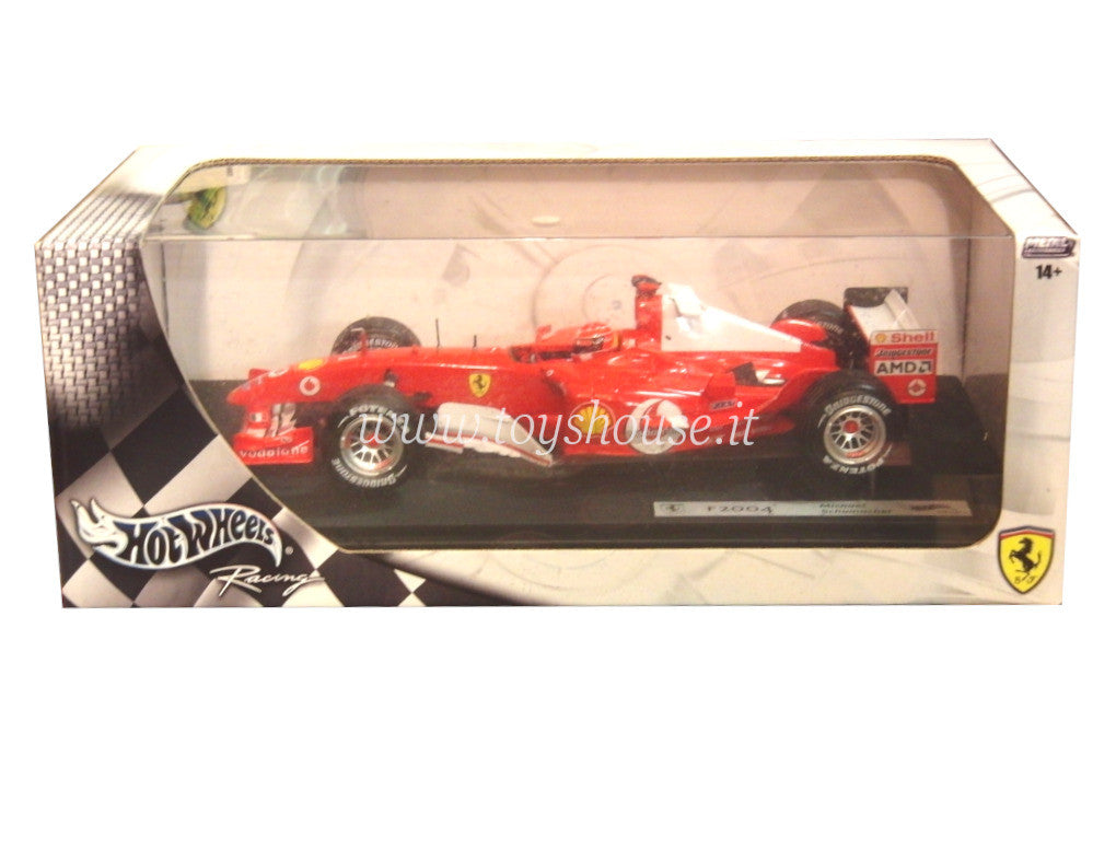 Hot Wheels scala 1:18 articolo B6200 Racing Ferrari F2004 Schumacher 2004 (No Decals)