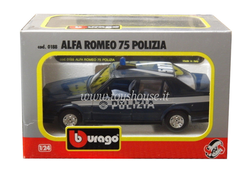 Bburago scala 1:24 articolo 0188 Super Collection Alfa Romeo 75 Polizia