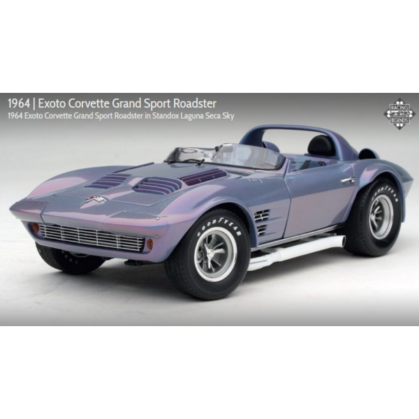 Exoto 1:18 scale item PRM00080 Racing Legends Collection Corvette Grand Sport Roadster Standox Laguna Seca Sky