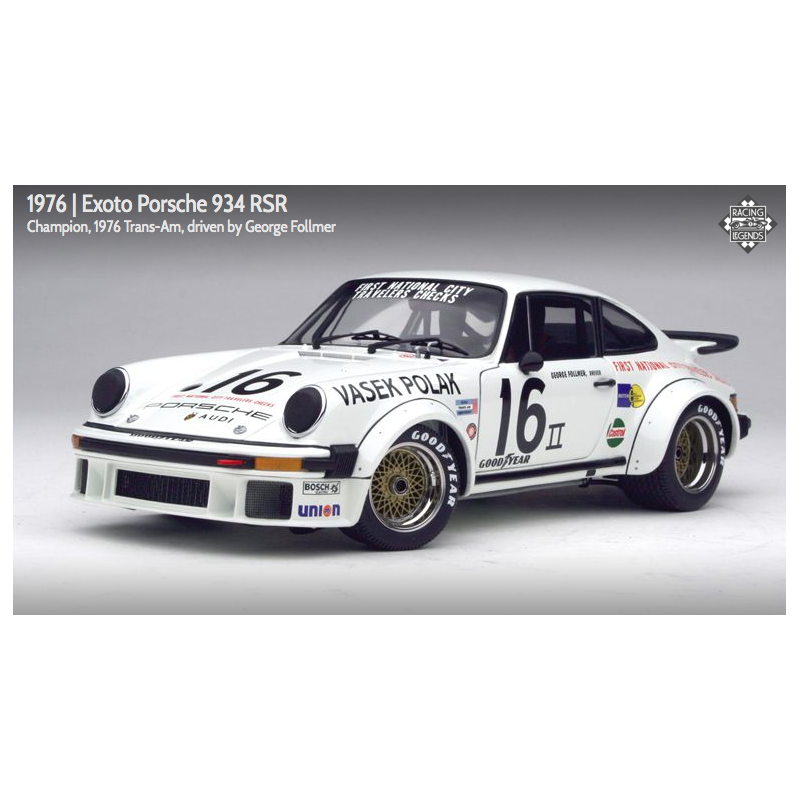 Exoto scala 1:18 articolo RLG18094 Racing Legends Collection Porsche 934 RSR - George Follmer