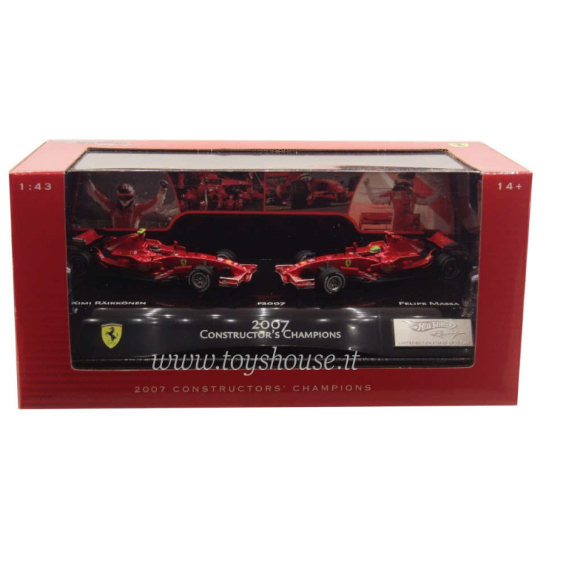 Hot Wheels 1:43 scale item L6239 Racing Ferrari F2007 Massa & Raikkonen 2007 Constructor's Champions Lim.Ed. 6200 pcs