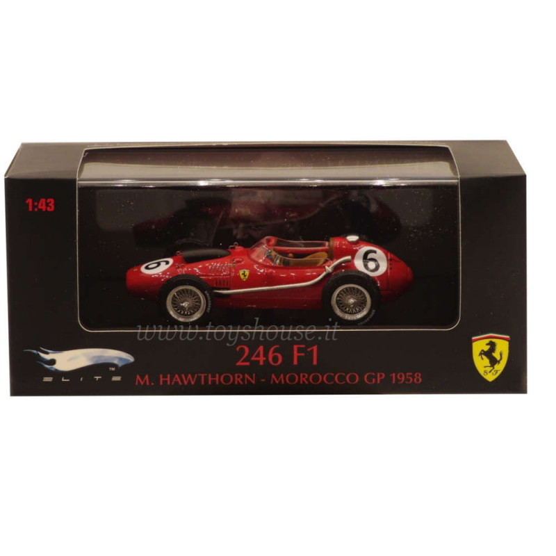 Hot Wheels 1:43 scale item T6277 Elite Ferrari Dino 246 F1 Hawthorn 1958 (GP Morocco) Lim.Ed. 5000 pcs