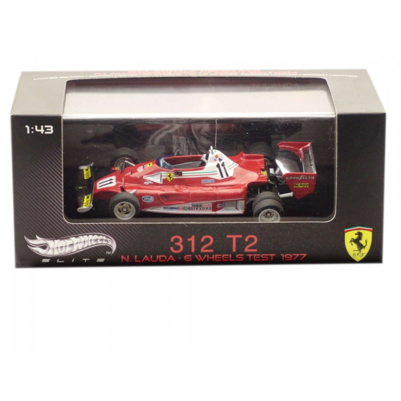Hot Wheels scala 1:43 articolo V8380 Elite Ferrari 312 T2 Lauda 1977 (6 Ruote Test) Ed.Lim. 5000 pz