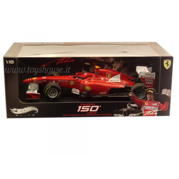 Hot Wheels 1:18 scale item W1198 Elite Ferrari F2011 Alonso 2011 (150th Italian Anniversary) Lim.Ed. 5000 pcs