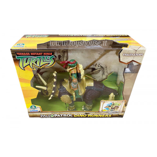 Teenage Mutant Ninja Turtles Paleo Patrol Dino Runners Triceratops & Raphael Giochi Preziosi Action Figure