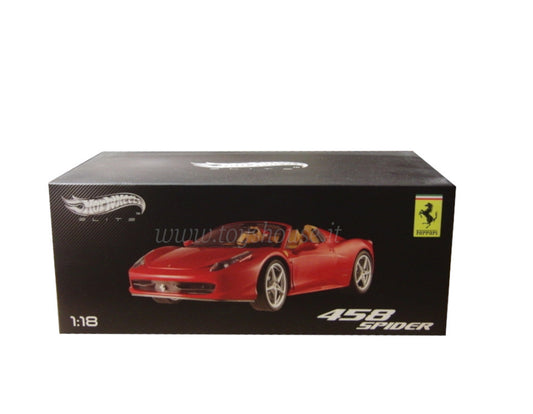 Hot Wheels 1:18 scale item W1177 Elite Ferrari 458 Italia Spider Limited Edition 5000 pcs