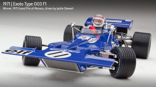 Exoto 1:18 scale item GPC97029 Grand Prix Classics Collection Tyrrell Type 003 - Jackie Stewart