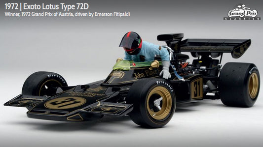 Exoto 1:18 scale item GPC97032 Grand Prix Classics Collection Lotus Type 72D - Emerson Fittipaldi