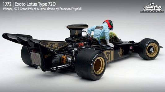 Exoto 1:18 scale item GPC97032 Grand Prix Classics Collection Lotus Type 72D - Emerson Fittipaldi