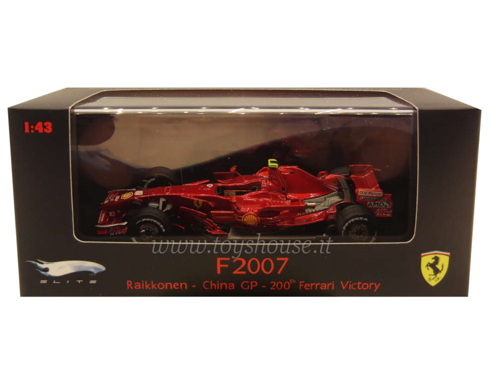 Hot Wheels scala 1:43 articolo N5604 Elite Ferrari F2007 Raikkonen 2007 (200 Vittorie GP Cina) Ed.Lim. 10000 pz