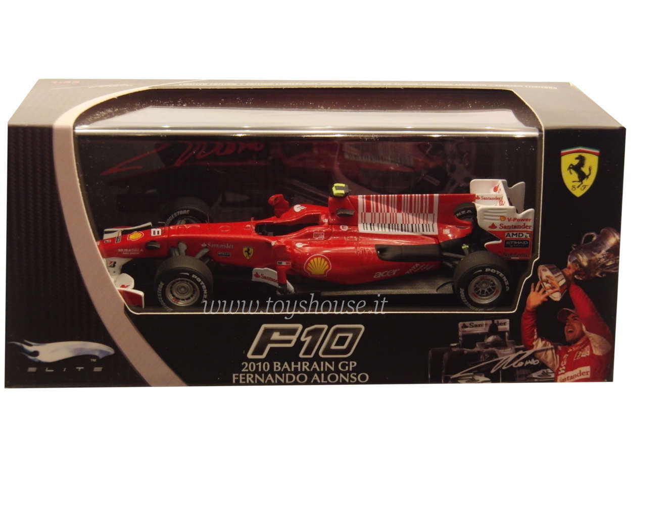 Hot Wheels scala 1:43 articolo T6266 Elite Ferrari F10 Alonso 2010 (Vince GP Bahrain) Ed.Lim. 10000 pz