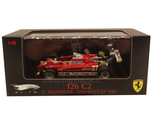 Hot Wheels scala 1:43 articolo T6268 Elite Ferrari 126 C2 Villeneuve 1982 (GP USA Ovest) Ed.Lim. 5000 pz