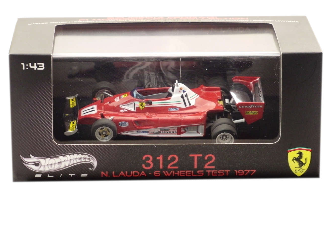 Hot Wheels 1:43 scale item V8380 Elite Ferrari 312 T2 Lauda 1977 (6 Test Wheels) Limited Edition 5000 pcs