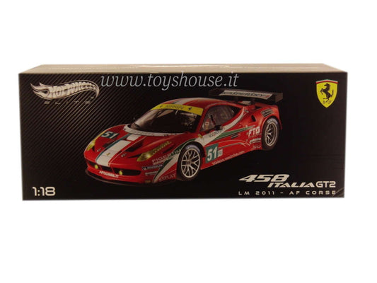 Hot Wheels 1:18 scale item X5472 Elite Ferrari 458 Italia GT2 AF Corse LM 2011 Limited Edition 5000 pcs
