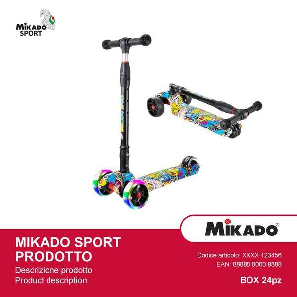 Mikado 3 Flashing Wheels Monopattino 3 Ruote con Sterzo Regolabile e Telaio in Alluminio peso massimo 60kg