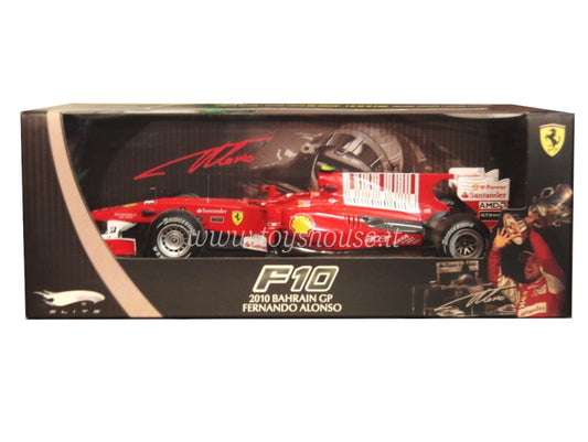 Hot Wheels 1:18 scale item T6257 Elite Ferrari F10 Alonso 2010 (Winner of the Bahrain GP) Limited Edition 5000 pcs