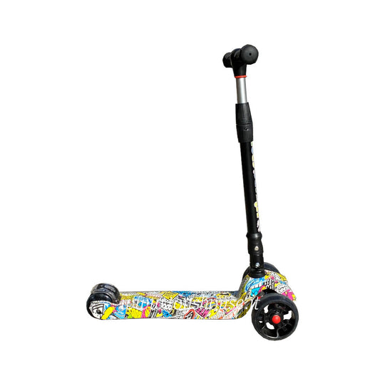 Mikado 3 Flashing Wheels 3 Wheel Scooter with Adjustable Steering and Aluminum Frame Max Weight 60kg